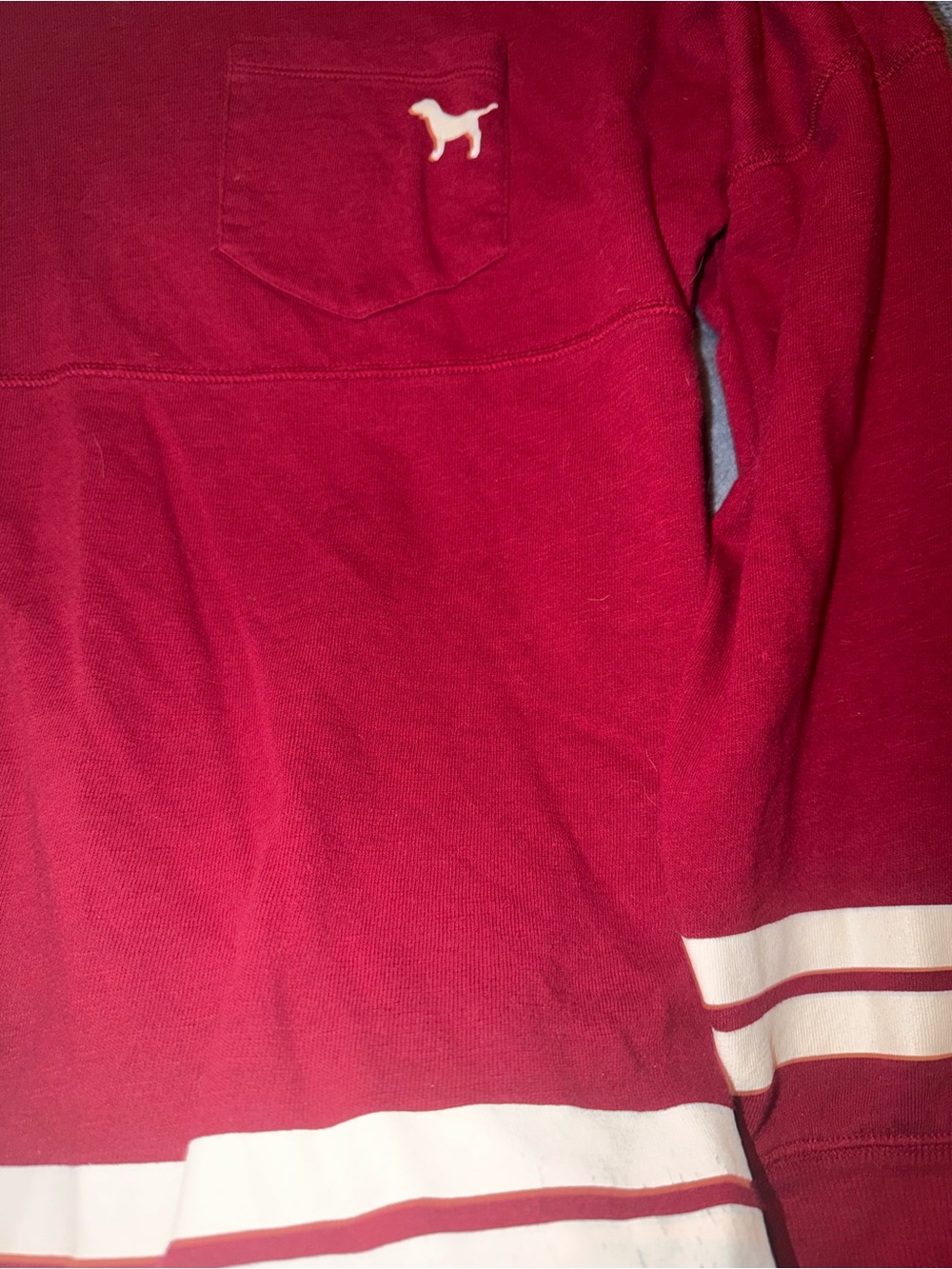 Victoria's Secret Maroon and White Crew Neck Sweater